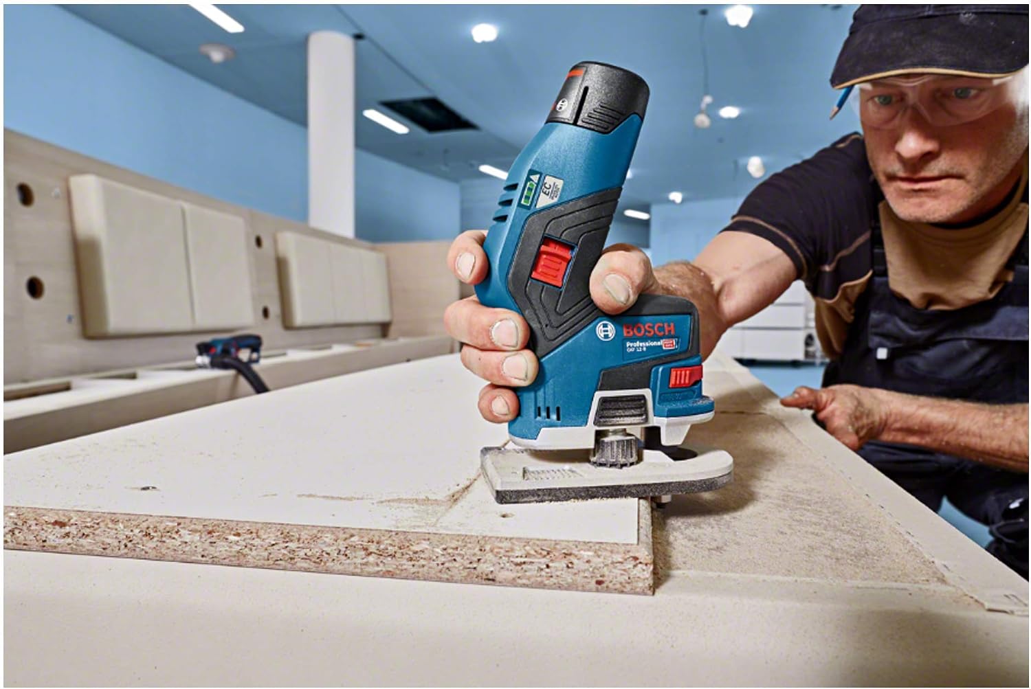 Bosch Professional 12V System GKF 12V-8 cordless palm router (routing head shaft: 8 mm, without battery/charger)