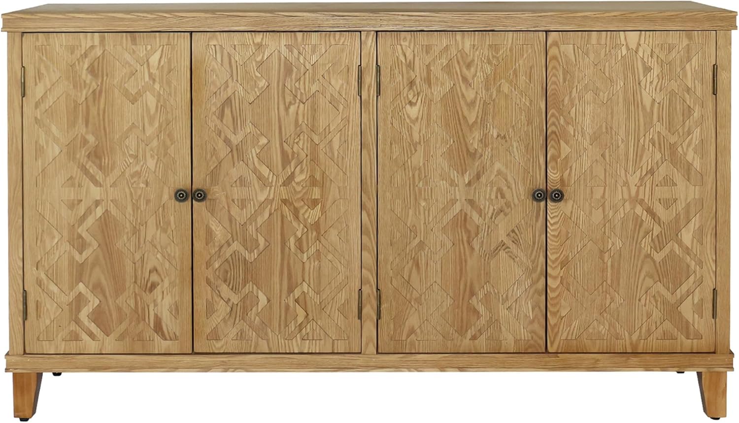 LKTART 59' Sideboard Buffet Cabinet with 4 Carved Doors,Farmhouse Accent Credenza Storage,Media Console Cabinet, for Entryway, Living&Dining Room
