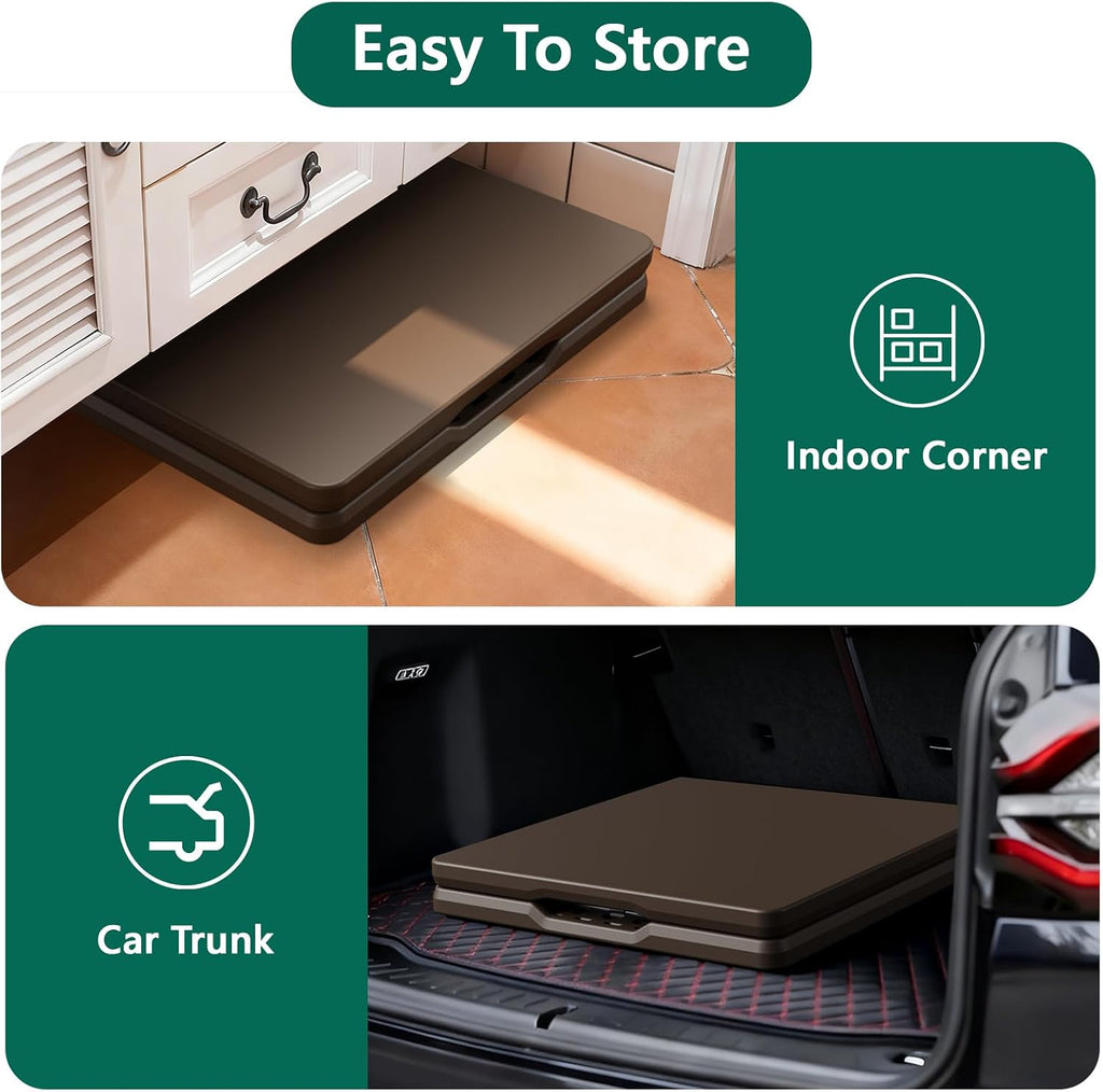 2 Pack Folding Table, 4FT Foldable Picnic Table with Adjustable Height, Heavy Duty Fold-in-Half Portable Table for Weddings, Camping, RV Travel, Parties, BBQs, Easy to Fold and Store, Brown