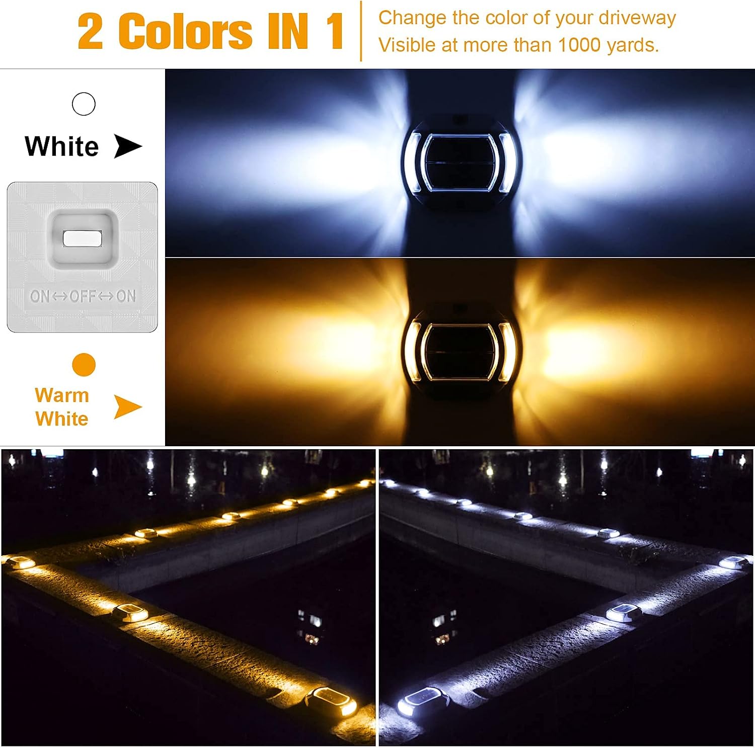 VOLISUN 24 Pack, Solar Driveway Dock Deck Lights