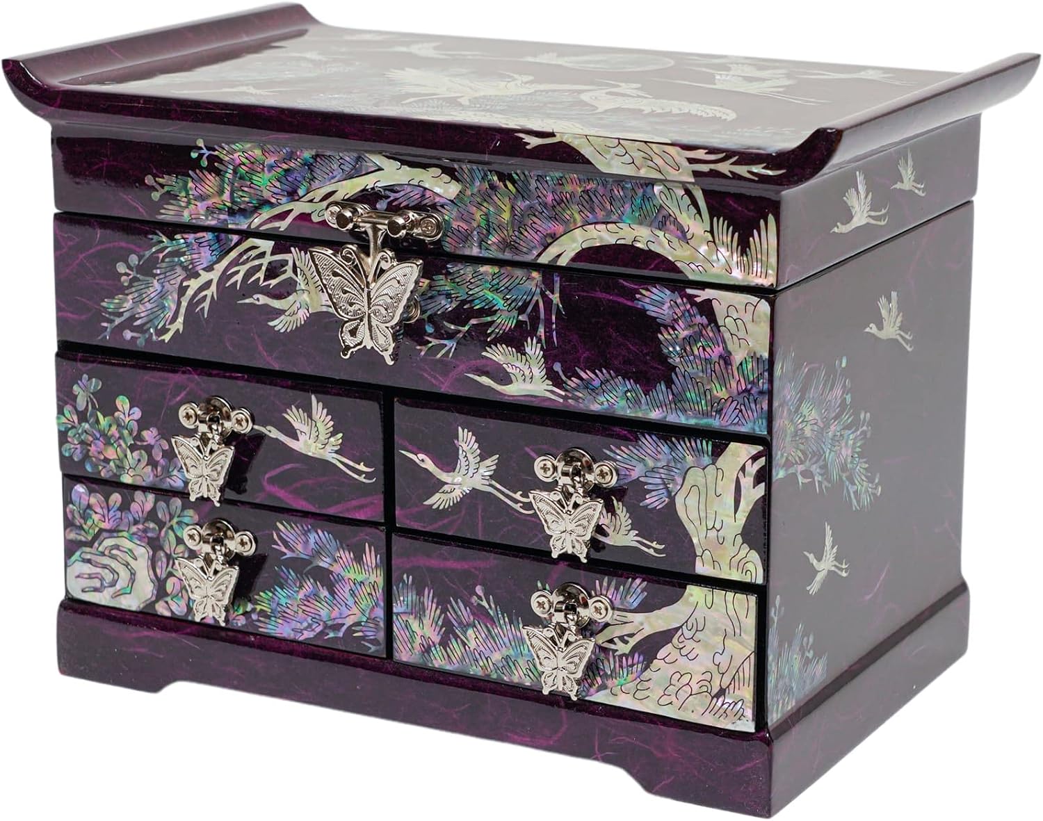 February Mountain Mother of Pearl Handcrafted Mother-of-Pearl Jewelry Box with Traditional Korean Design Mother's day Graduation Birthday Gifts for Women