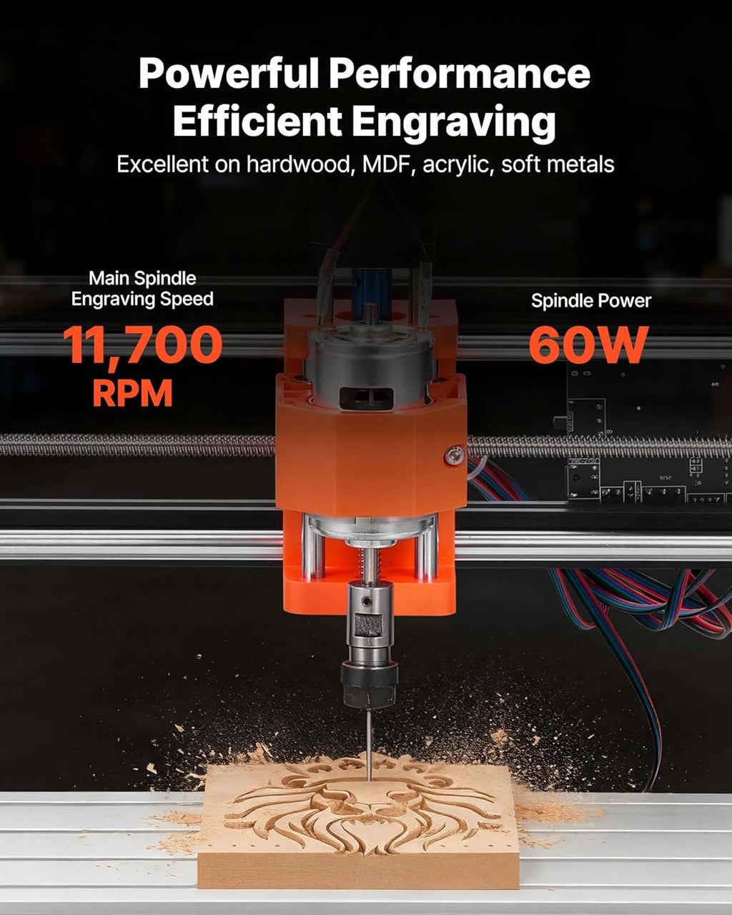 VEVOR 3018 CNC Router Machine, 60W Spindle, 3-Axis Wood Engraving Milling Machine, with 300 x 180 x 40 mm Working Area, Aluminum Alloy Construction, Rotary Knob, for Wood Acrylic Carving Cutting