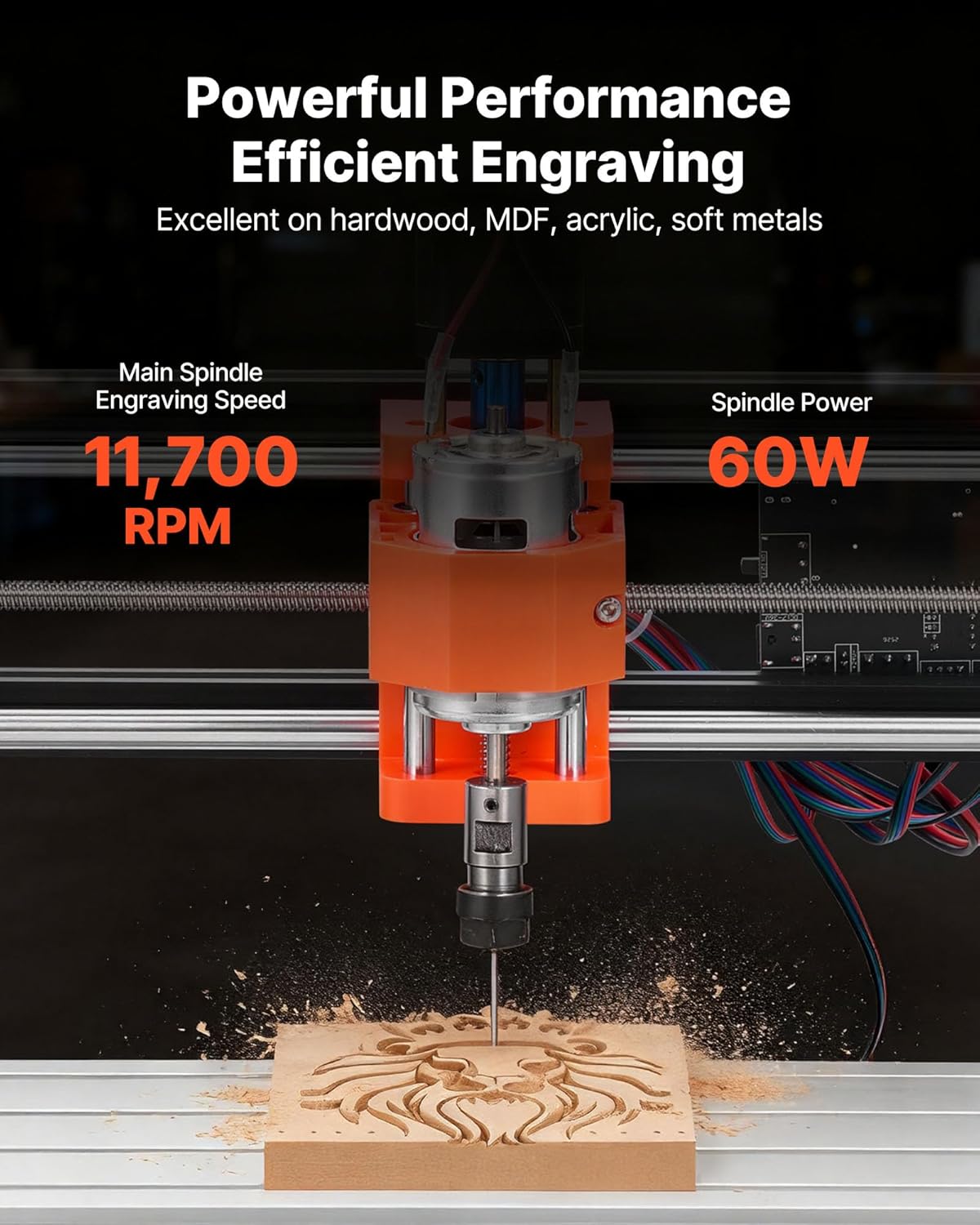 VEVOR 3018 CNC Router Machine, 60W Spindle, 3-Axis Wood Engraving Milling Machine, with 300 x 180 x 40 mm Working Area, Aluminum Alloy Construction, Rotary Knob, for Wood Acrylic Carving Cutting