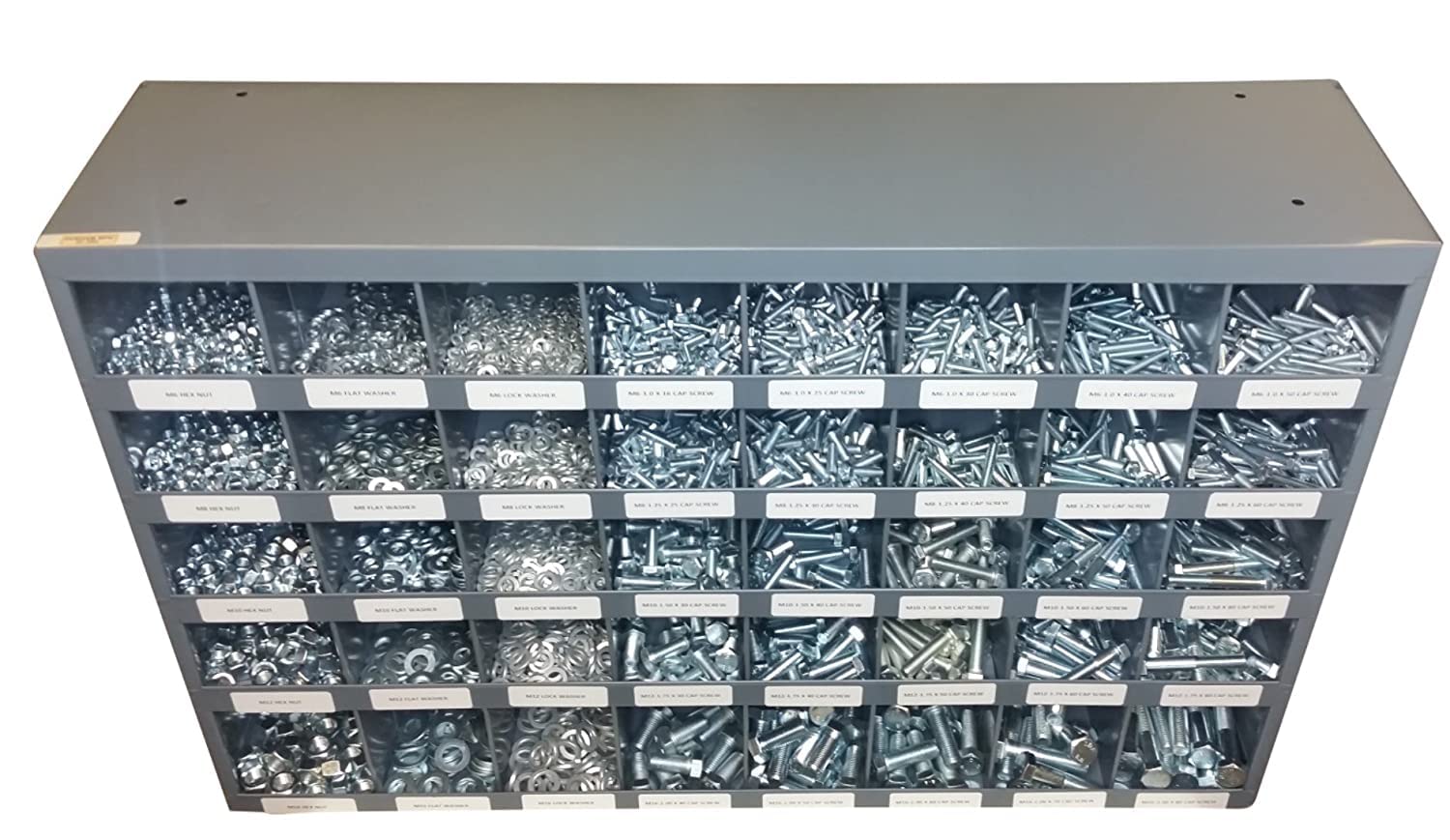 M&M Fasteners 3,925 Piece Metric Class 10.9 Nut Bolt Hex Bolt & Washer Assortment Kit with Metal Bolt Bin