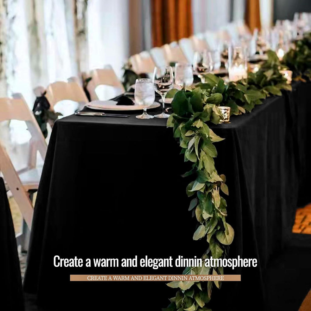 12 Pack Black Tablecloths for 8ft Rectangle Tables 90 x 156 Inch - Polyester Table Cover Stain and Wrinkle Resistant Washable Fabric Table Clothes for Wedding Party Banquet Reception Restaurant