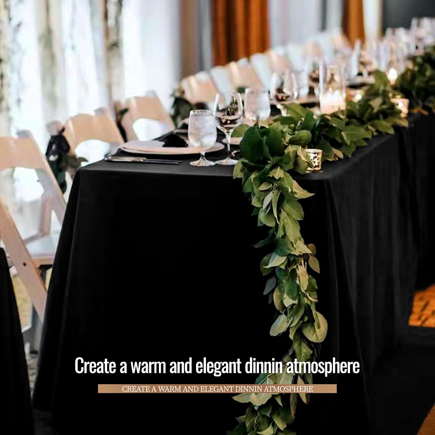 12 Pack Black Tablecloths for 8ft Rectangle Tables 90 x 156 Inch - Polyester Table Cover Stain and Wrinkle Resistant Washable Fabric Table Clothes for Wedding Party Banquet Reception Restaurant