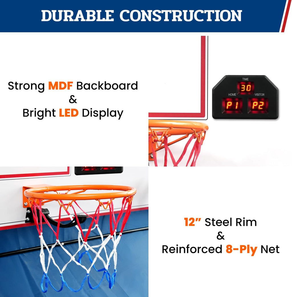 BAGAIL Basketball Arcade Game, Electronic Basketball Shooting Game, Arcade Sounds, Foldable Frame, 3 Balls, Inflation Pump, Ideal Indoor Sport Games - Single Shot