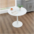 35.1' Tulip Dining Table, White, Perfect for 2-4 People, Mid-Century Modern Style, Round MDF Top with Sturdy Base for Dining Room, Living Room, Cafe