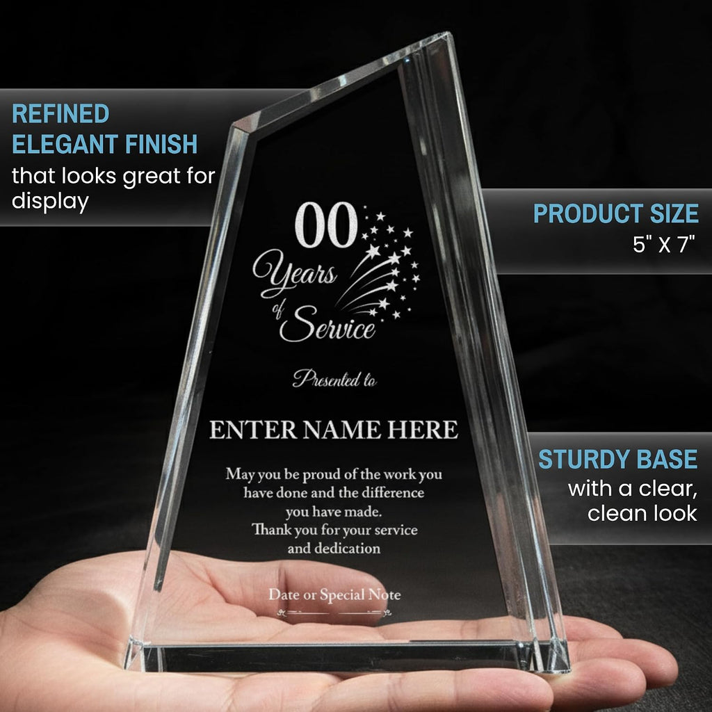 Personalized Acrylic Retirement Gifts For Men and Women, Laser Engraved Custom Trophy for Service Recognition, Years Of Service Retirement Trophy Award for Boss, Employee, Teacher Crystal Peak)