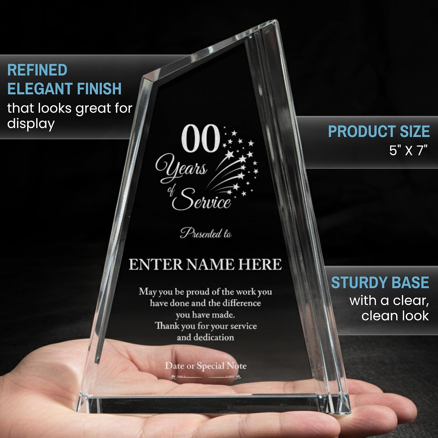 Personalized Acrylic Retirement Gifts For Men and Women, Laser Engraved Custom Trophy for Service Recognition, Years Of Service Retirement Trophy Award for Boss, Employee, Teacher Crystal Peak)