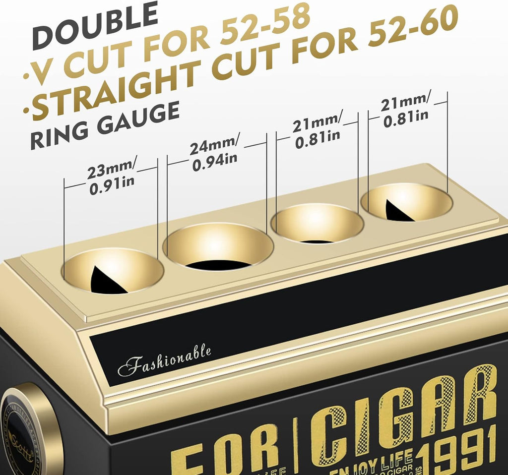 Scotte Table Cigar Cutter Guillotine Sharp V Cut Straight Cut Cigar Cutters for 52 and 60 Ring Gauge Cigars with Wood Box Packing