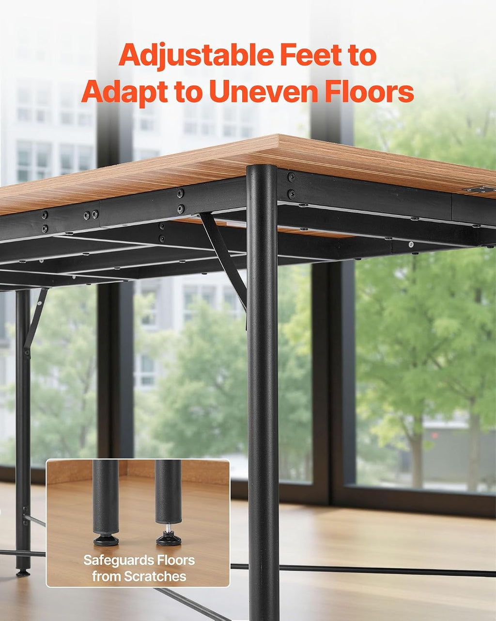 VEVOR Conference Table, 6 ft Office Meeting Table for 6-8 Person, Modern Rectangle Seminar Desk with Metal Legs, Meeting Desk Ideal for Office, Boardroom, Conference Room, Easy Assembly, Brown