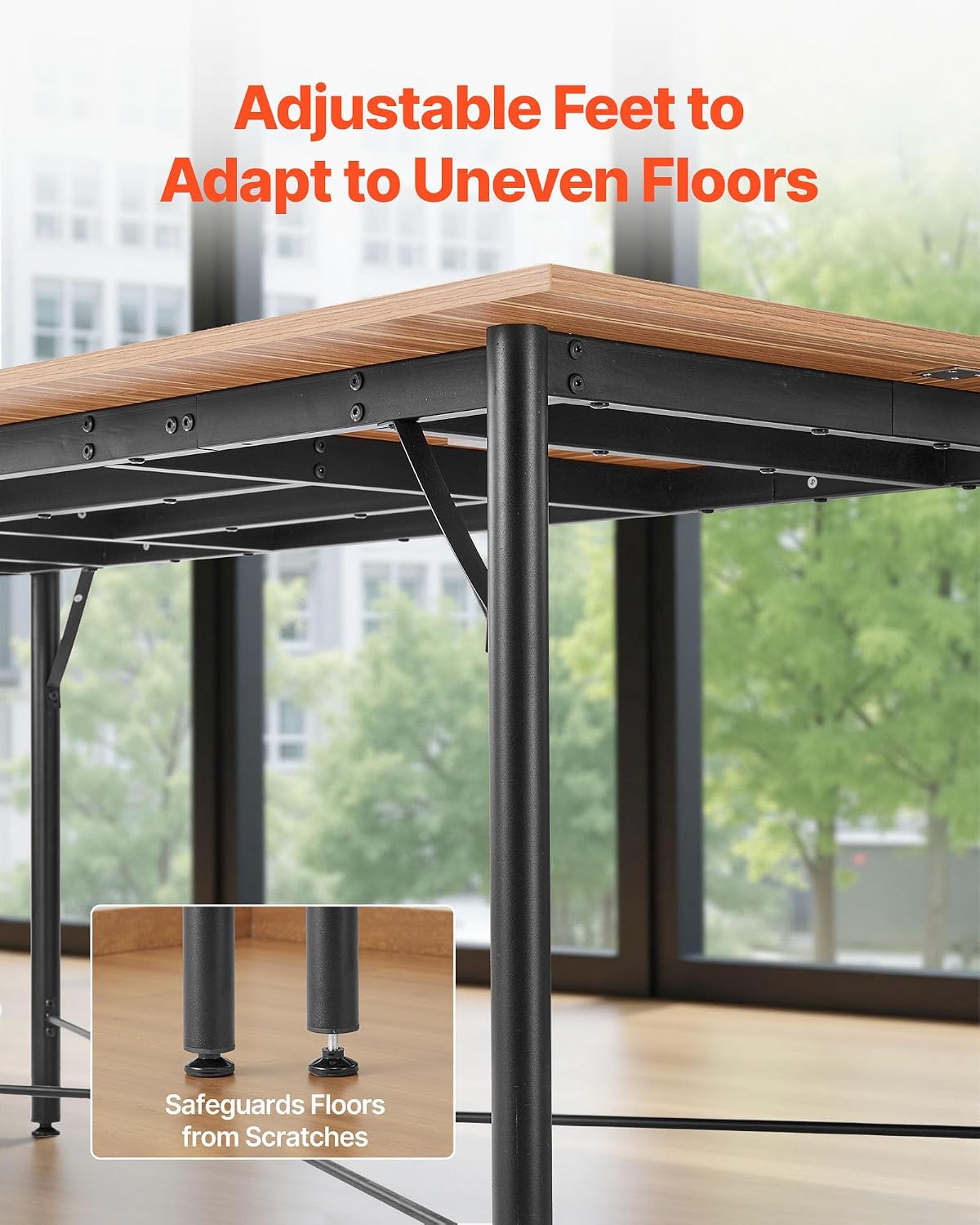 VEVOR Conference Table, 6 ft Office Meeting Table for 6-8 Person, Modern Rectangle Seminar Desk with Metal Legs, Meeting Desk Ideal for Office, Boardroom, Conference Room, Easy Assembly, Brown