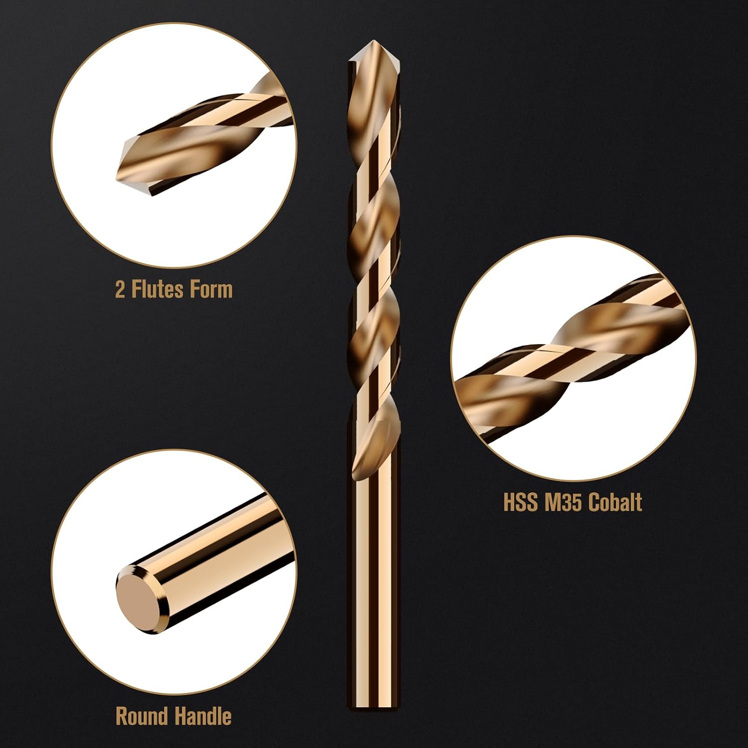 Cobalt Drill Bit Set, 115Pcs M35 High Speed Steel Bits for Hardened Metals, Stainless Steel, Cast Iron and Wooden Plastics, with Sturdy Iron Box