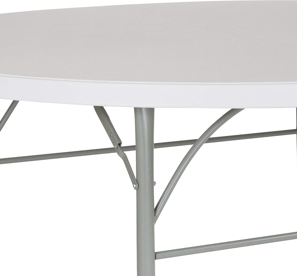 Flash Furniture Stonewall 6' Round Plastic Folding Event Table with Carrying Handle, Bi-Fold Banquet Table for Indoor/Outdoor Events, White