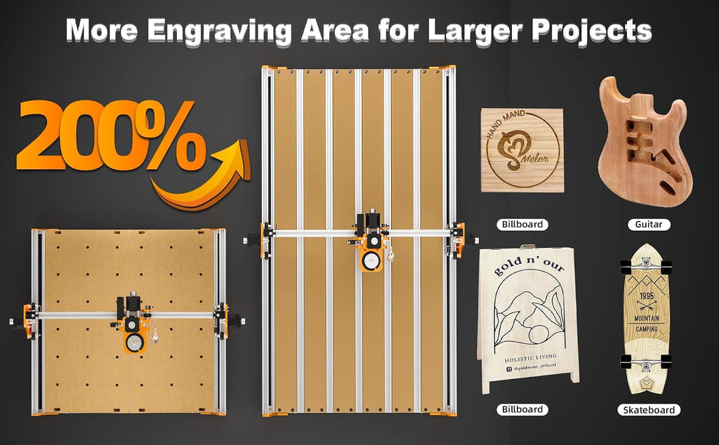 FoxAlien 4080 Y-axis Extension Kit for Masuter Pro, with Upgraded T-slot Hybrid Spoilboard CNC Router Machine Working Area Extend (15.75' x 31.5', X-Y)