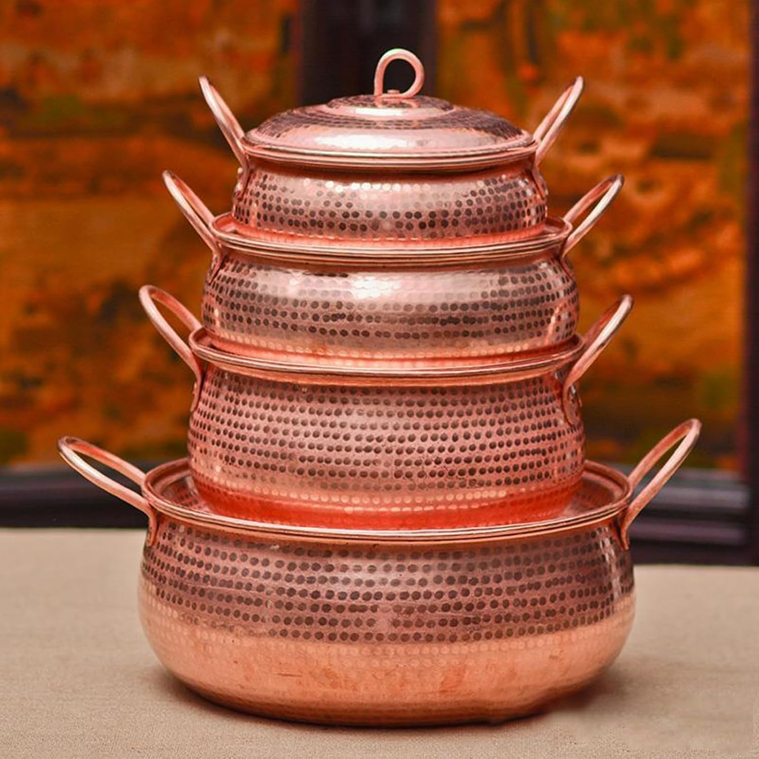Handcrafted Hammered Copper Cookware Set - Ideal for Copper Chef - Pots and Pans, Size