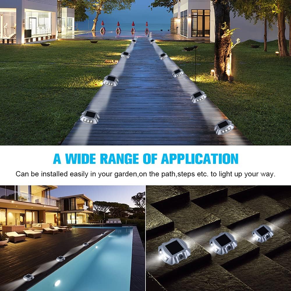 VOLISUN 24-Pack Solar Driveway Lights,IP67 Waterproof Outdoor Step Light