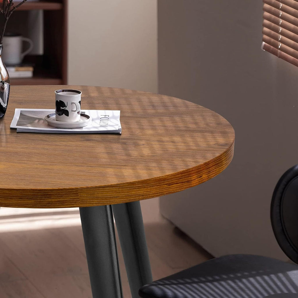 Round Dining Table, Small Dining Table for 2, 31.5' Round Table, Mid-Century Modern Kitchen Table with 1.4' Thickness Wood Grain Tabletop for or Small Space, Dining Room, Kitchen, Brown