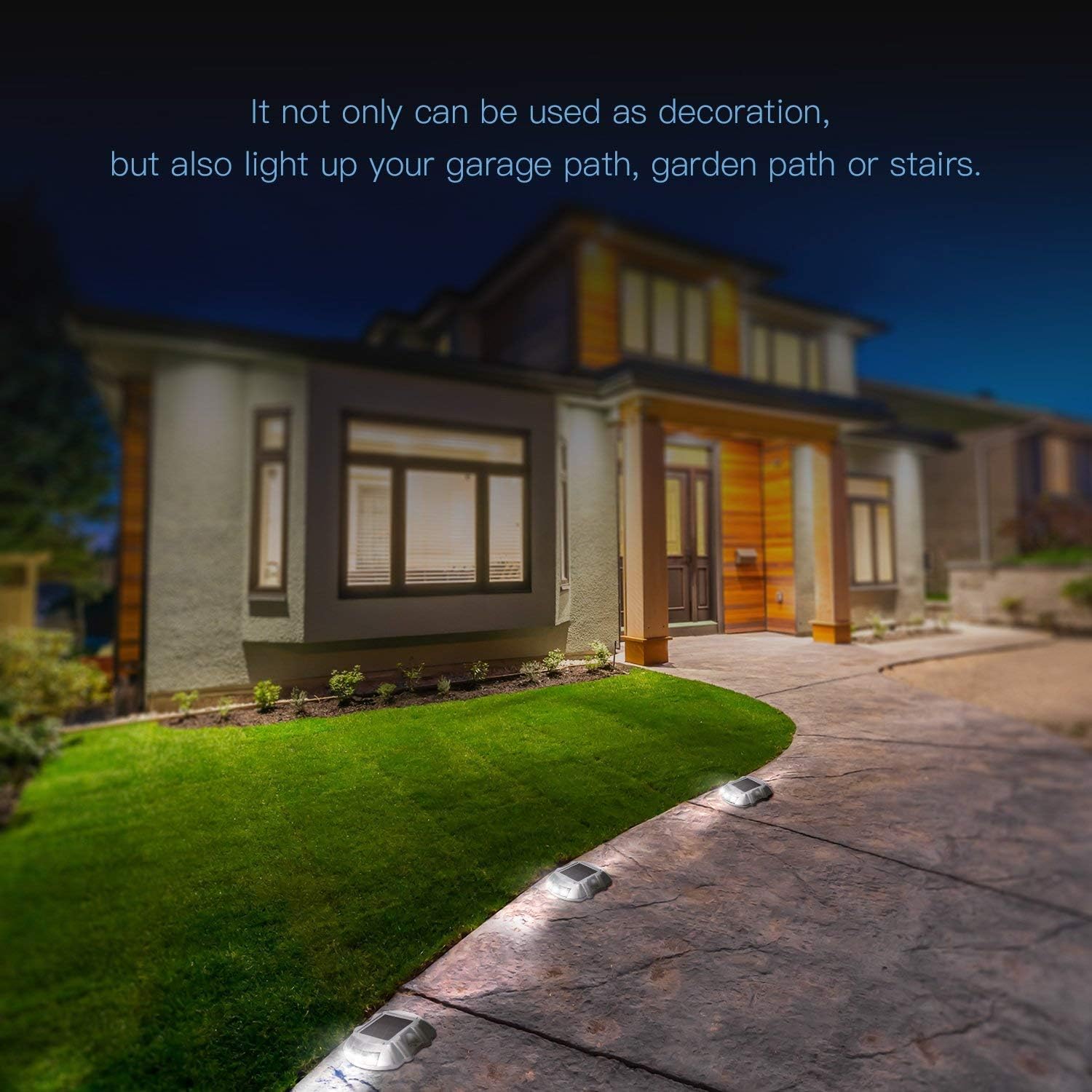 JIGUOOR Solar Deck Lights LED Driveway Lights Solar Powered Dock Light Outdoor IP68 Waterproof Road Markers for Step Sidewalk Stair Boat Garden Ground Pathway Yard (White, 14 Pack)
