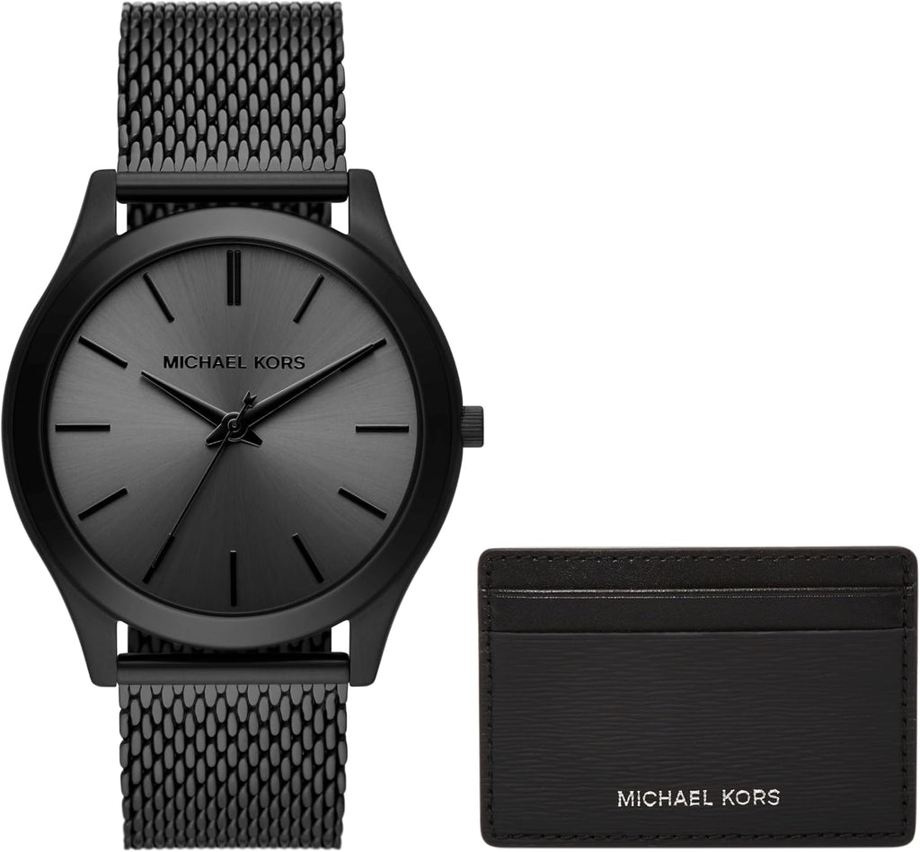 Michael Kors MK9122 - Slim Runway Three-Hand Beige Gold-Tone Stainless Steel Watch