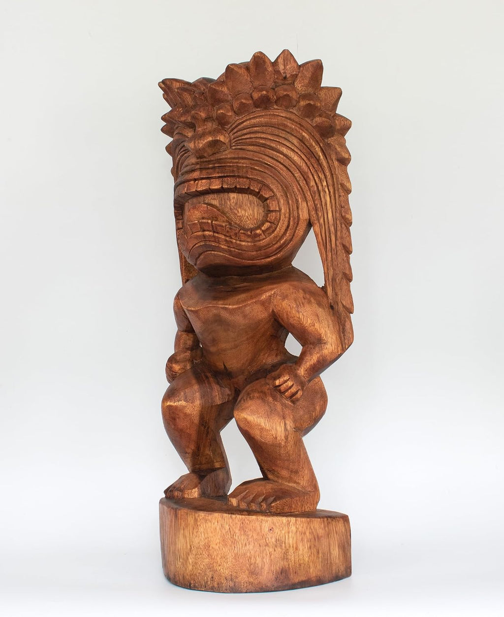 G6 Collection 24' Extra Large Handmade Wooden Primitive Tribal Statue Sculpture Tiki Bar Totem Handcrafted Unique Gift Art Decorative Home Decor Accent Figurine Decoration Hand Carved Spiky Hair