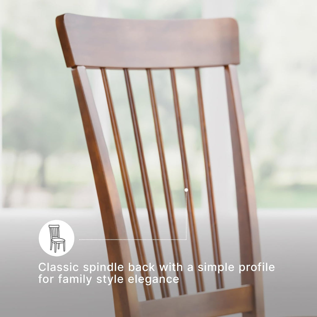 Signature Design by Ashley Berringer Dining Chairs Set of 2, Classic Wood Spindle-Back Design, Cushioned Microfiber Seat, Rustic Finish for Kitchen & Dining Room Chair, Walnut