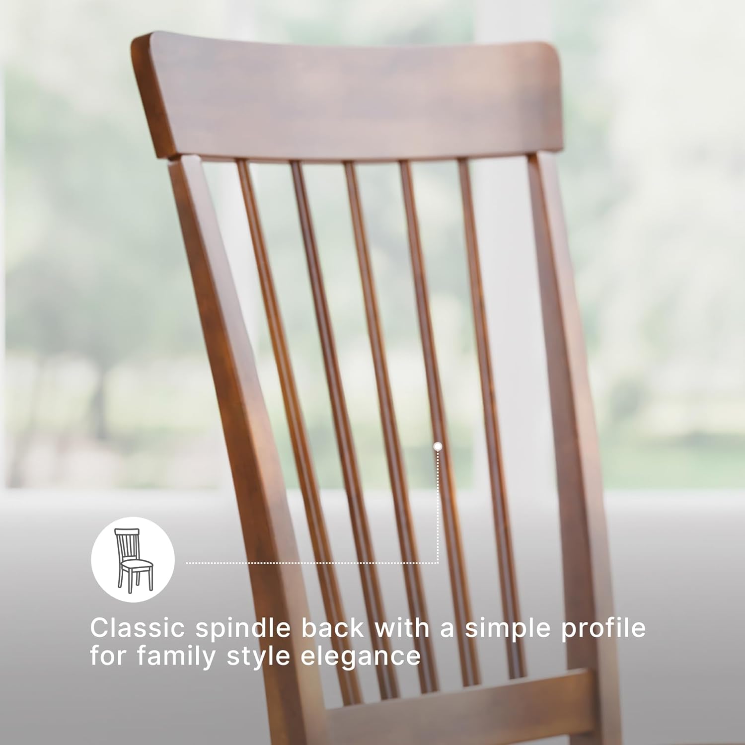 Signature Design by Ashley Berringer Dining Chairs Set of 2, Classic Wood Spindle-Back Design, Cushioned Microfiber Seat, Rustic Finish for Kitchen & Dining Room Chair, Walnut