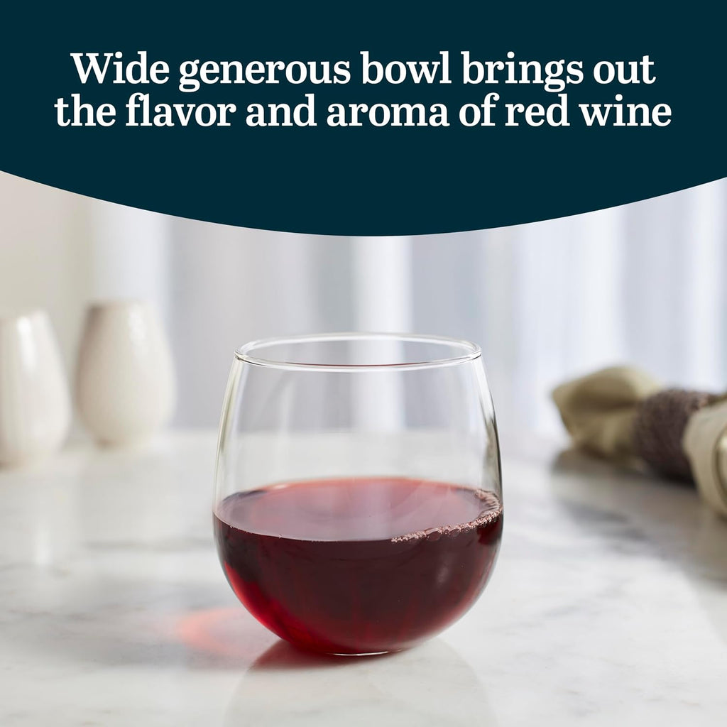 Libbey Stemless Red Wine Glasses, 16.75-ounce, Set of 8
