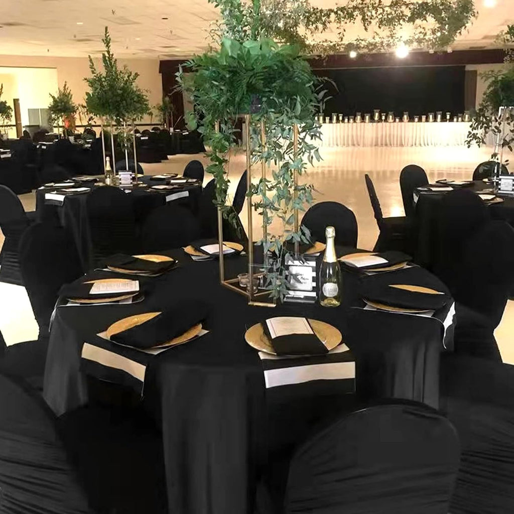 12 Pack Round Tablecloth 108 Inch - Black Polyester Tablecloth for Round Table, Premium Stain and Wrinkle Resistant Washable Fabric Table Cover for Wedding Party Banquet Restaurant Reception