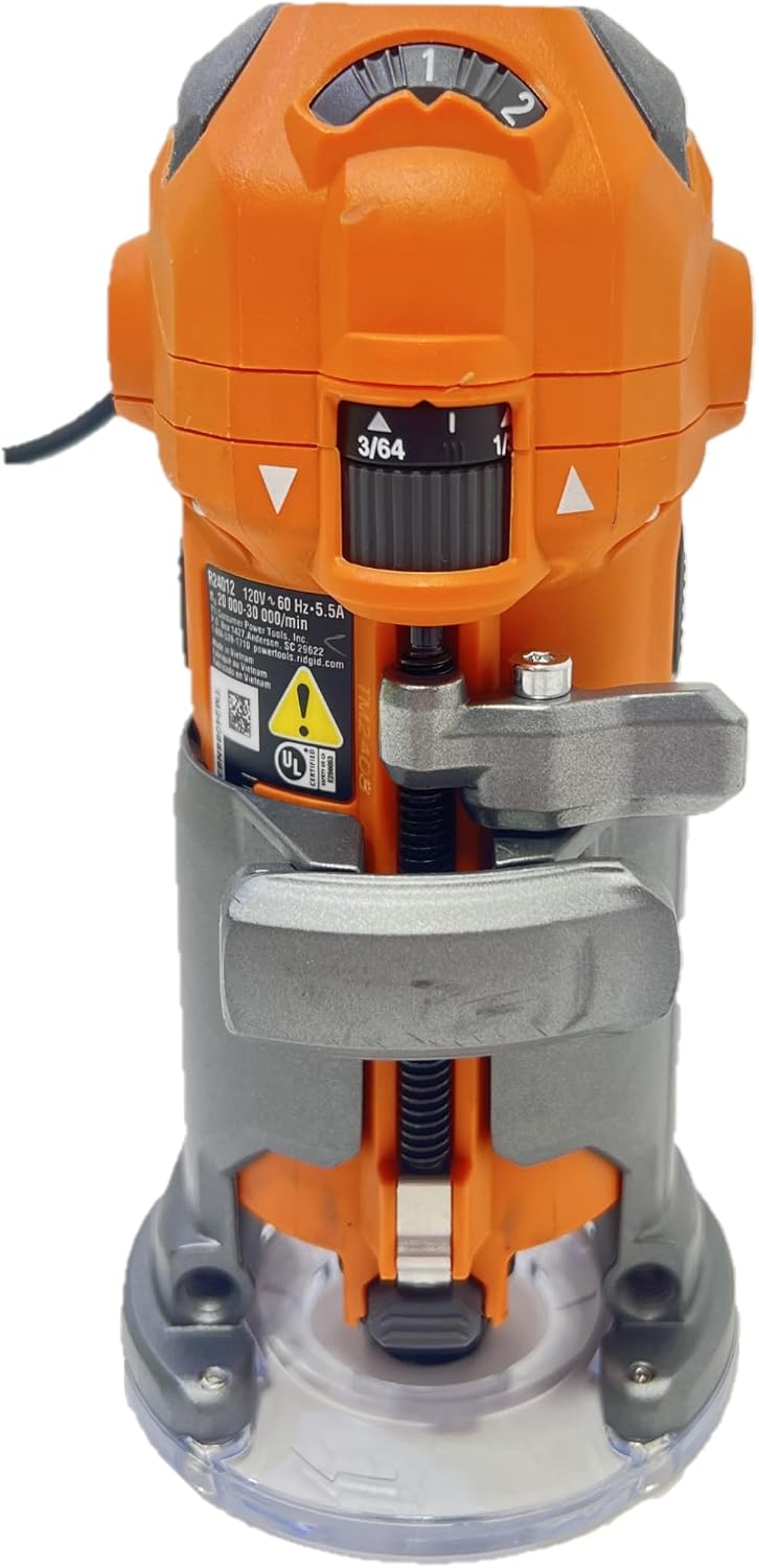Ridgid 5.5 Amp Corded Compact Power Trim Router With Micro Adjust Dial R24012 (Renewed)
