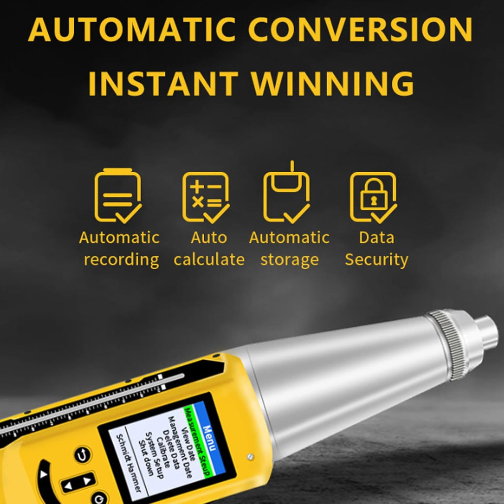 Portable Concrete Hammer Tester, Resiliometer Hammer with Digital Display Color Screen, Voice Broadcasting, Test Scope of 10-60Mpa, for Concrete Measurement in Buildings Inspections