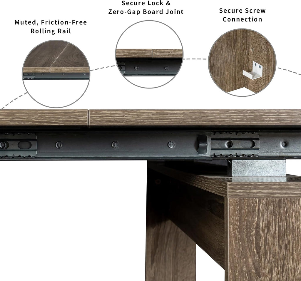 Transformer Dining Table, Extendable Console to Dining Table for 12 People, Folding Space Saving Dining Room Table Multipurpose Use, Grey