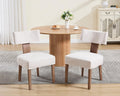 HNY Mid Century Modern Dining Chairs Set of 2 with Seat Covers, Farmhouse Linen Fabric Upholstered Accent Chairs Curved Backrest Kitchen Chairs, with Hardwood Frame, Beige