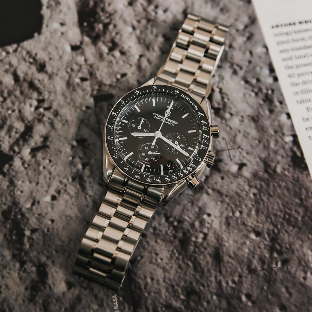 Pagani Design 1701 Men's Watch, Chronograph, VK63 Japanese Quartz Movement, Stainless Steel Bracelet, Water Resistant to 330 Feet (100 Meters), Sapphire Glass Wristwatch.
