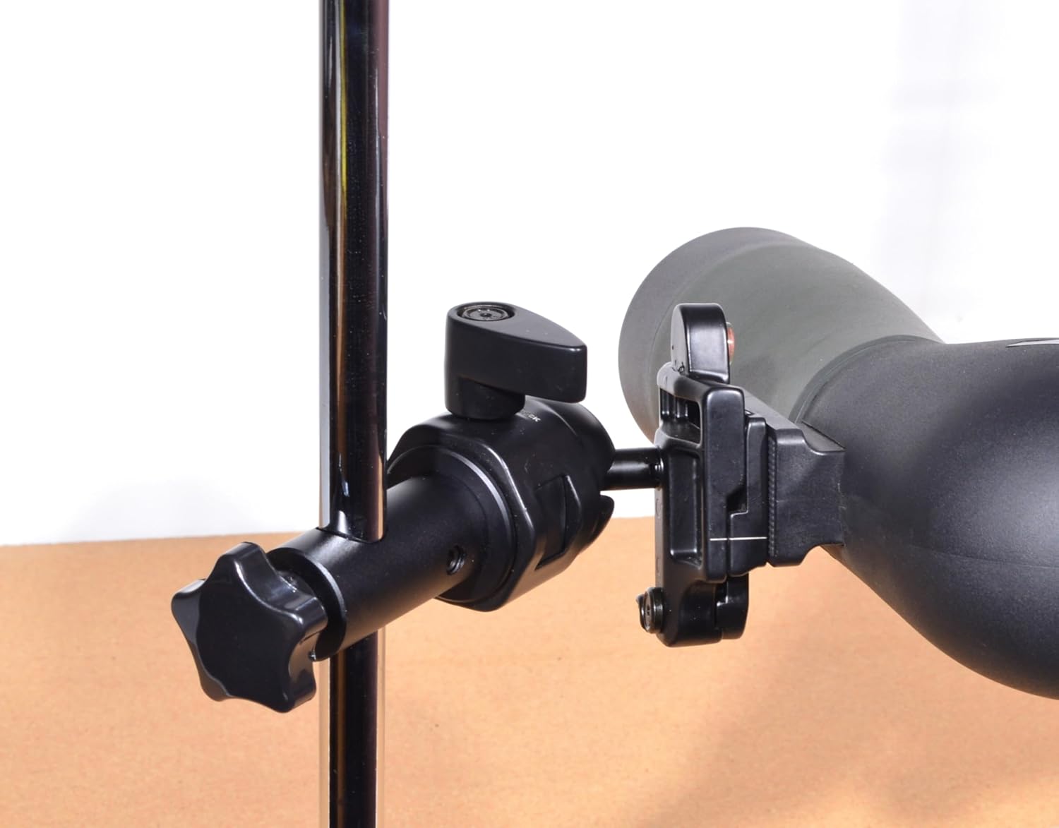 Hammers Height Adjustable Benchtop Spotting Scope Stand Mount with 5/8' Stainless Steel Pole Bench Mount Plate Crossbar Swivel Ball Head