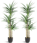 Waoops Artificial Tree 5.3Ft Faux Agave Plant with 3 Heads in Plastic Pot Fake Tree for Home Decor Indoor or Outdoor Office Decoration Housewarming Gift