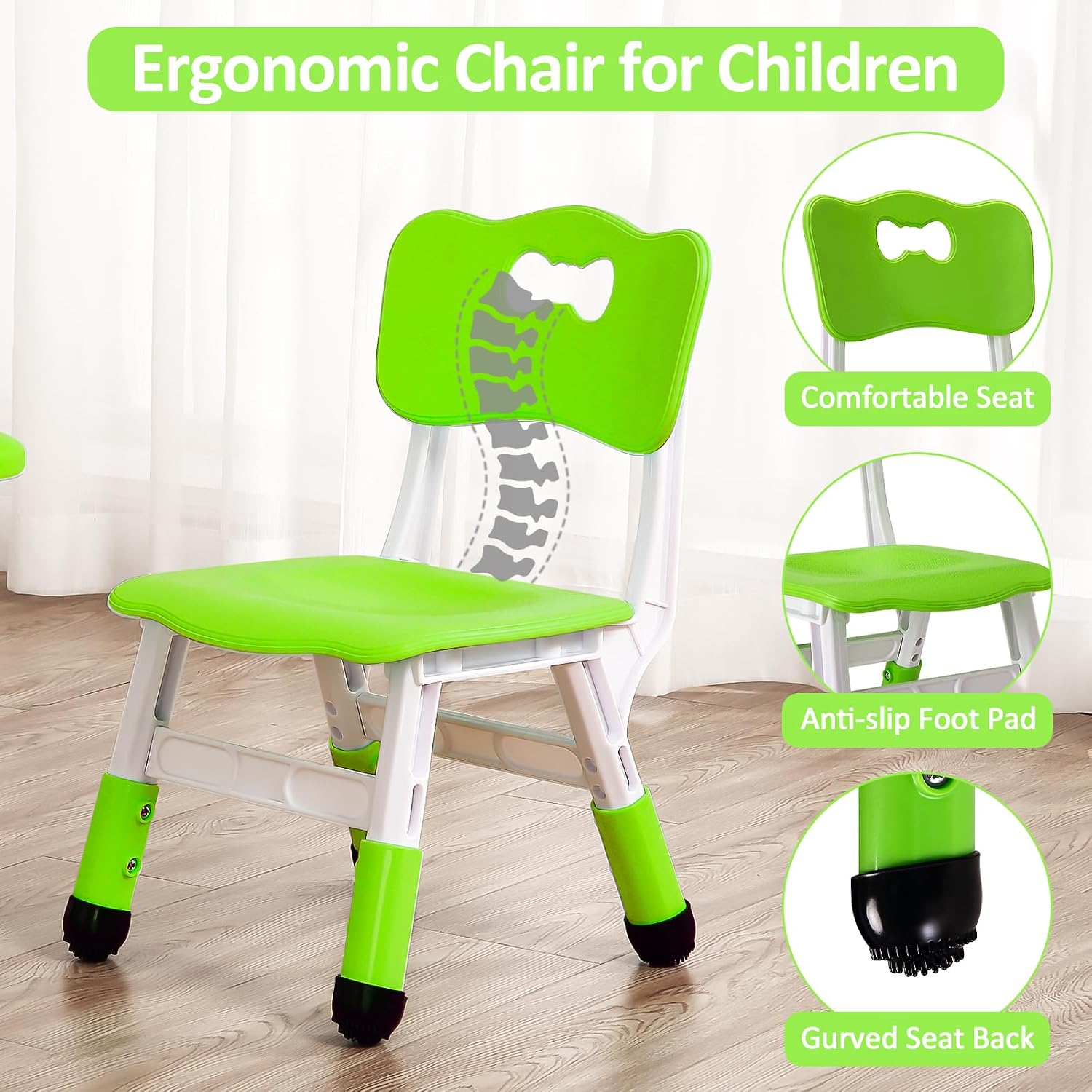 GarveeHome Kids Table and Chairs Set, Height Adjustable Desk for Ages 2-10,Arts & Crafts Table,Graffiti Desktop, Non-Slip Legs, Max 300lbs, Children Multi-Activity Table for Classrooms,Daycares,Home