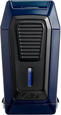 Colibri Quantum Triple Jet Lighter with Integrated Spring Loaded V-Cut Cigar Cutter for up to a Large 60+ Ring Gauge, Wind Resistant, Altitude Tested, Refillable Butane (Midnight Navy)