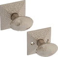 Mission Style Rosette Set with Hammered Egg Knobs Passage in Satin Nickel. Traditional Door Knobs.