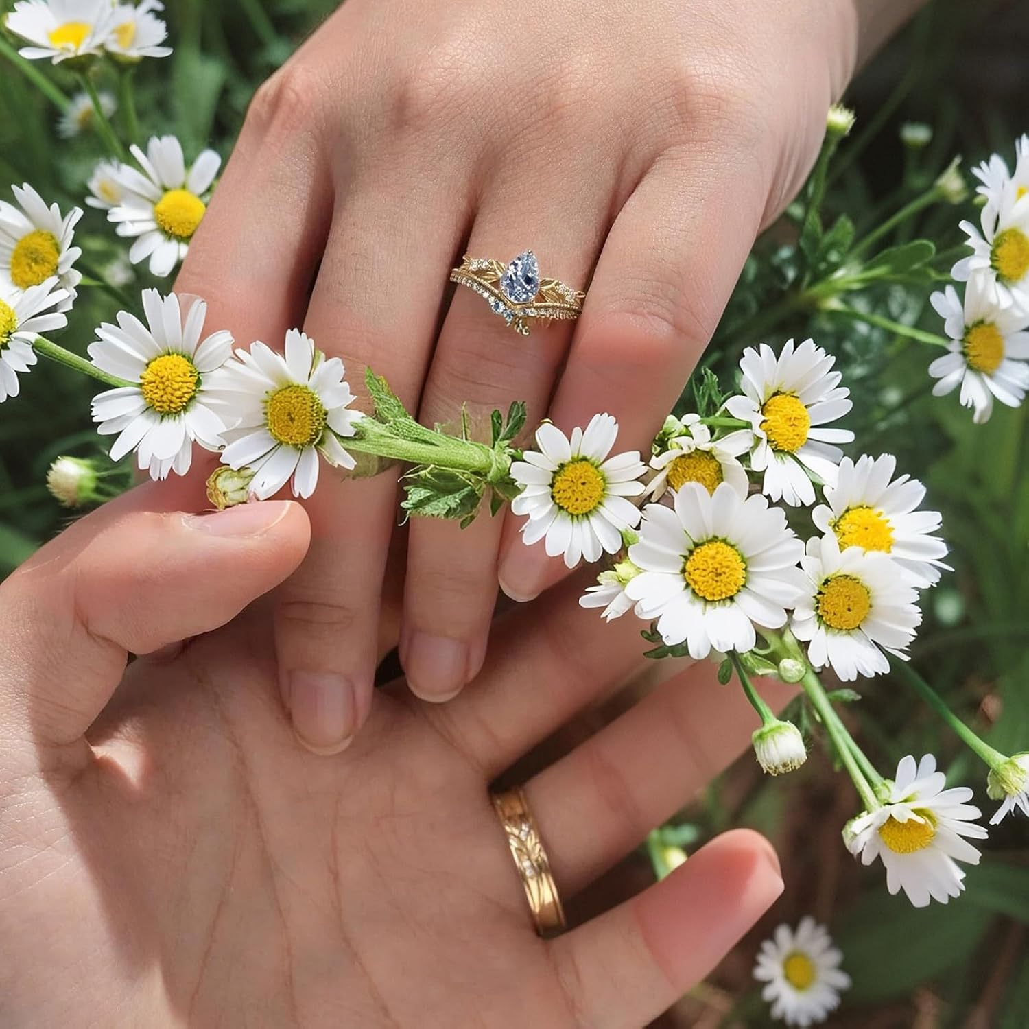 SISGEM Moissanite Couple Rings Set, 10K 14K 18K Solid Gold Moissanite Wedding Rings for Him And Her, Vintage Leaf/Branch Wedding Bands Matching Couple Rings Anniversary Jewelry Gift for Women And Men