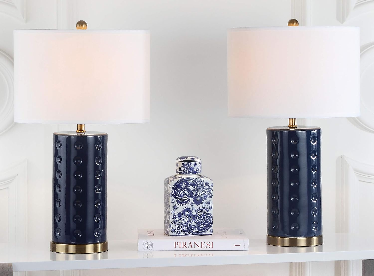 Safavieh Lighting Collection Roxanne Navy Table Lamp, Set of 2