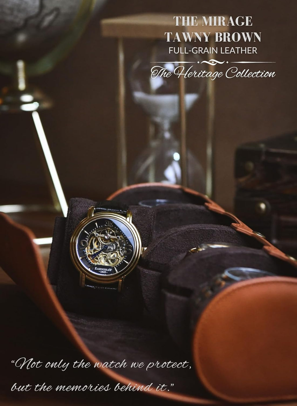 4 Watch Travel Case for Men Leather Watch Roll Case Storage for Travel - Brown Full Grain Cow Leather