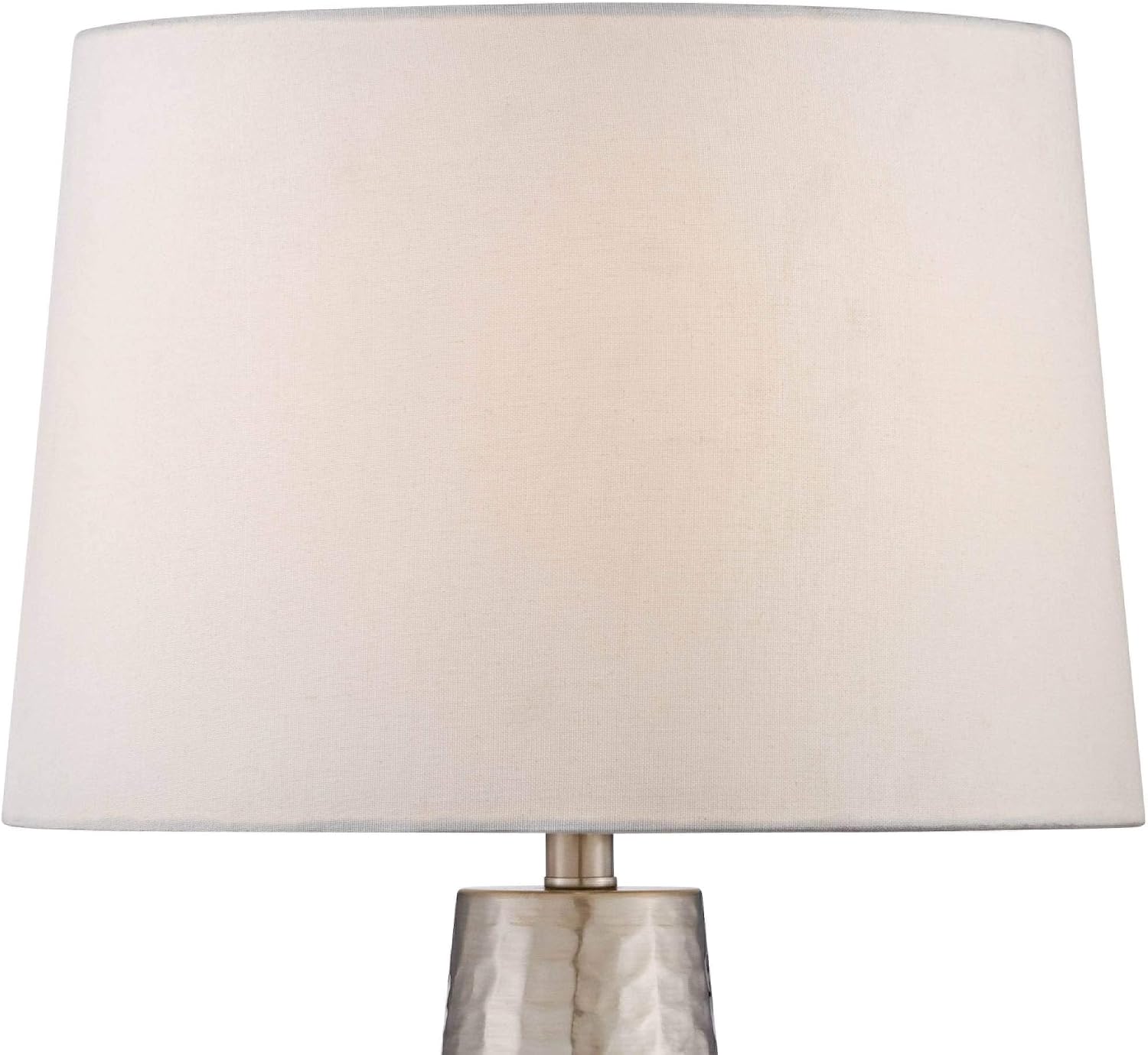 360 Lighting 27 1/2' Tall Cylinder Modern Table Lamps Set of 2 Silver Leaf Finish Hammered Metal Fabric Off-White Shade Living Room Bedroom Bedside Nightstand House Office Home Reading Kitchen