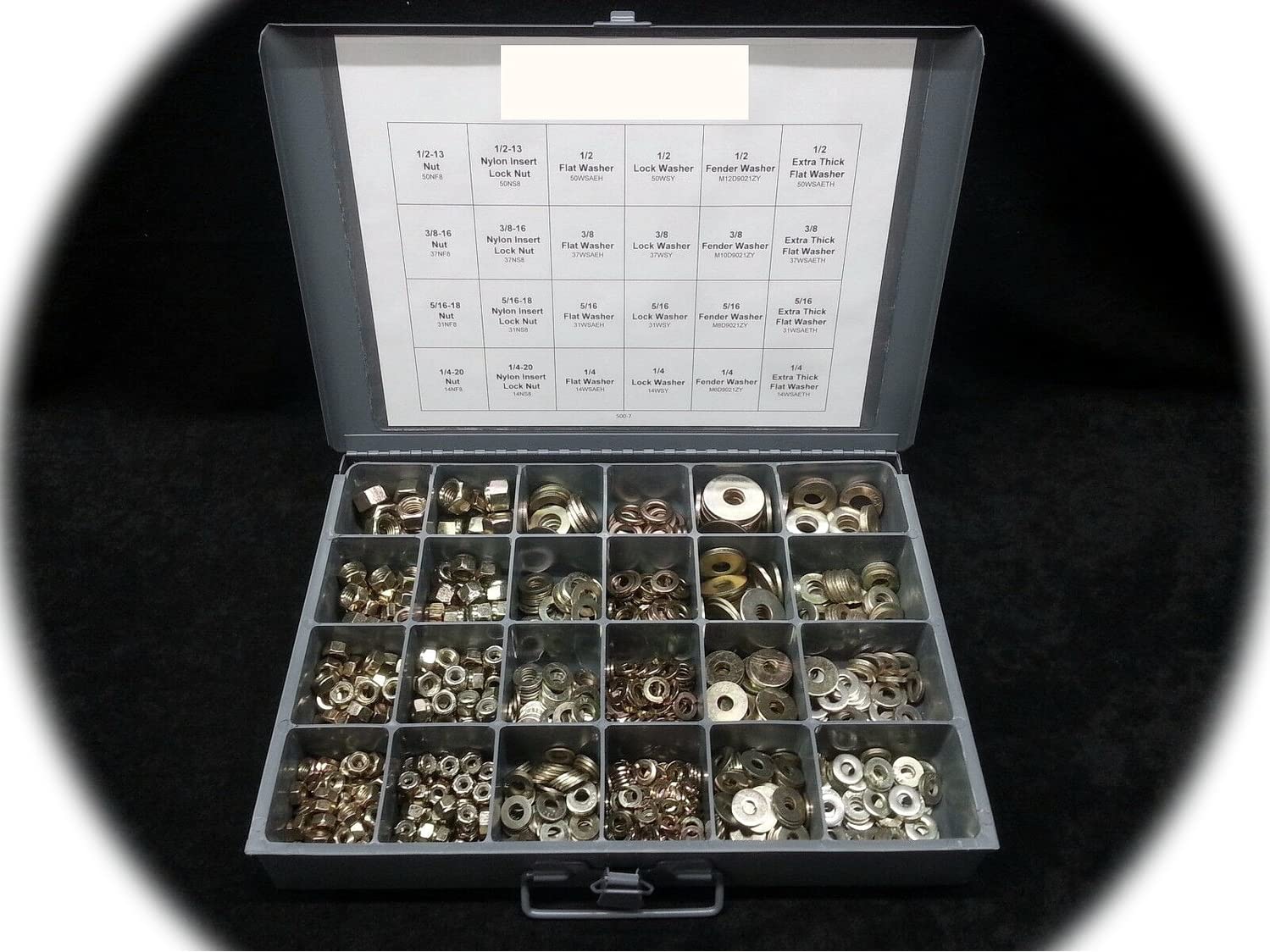 Grade 8 Nut & Washer Assortment. Has, Extra Thick & SAE Washers. Nuts Hardware Fastener Kit Set RV9044S