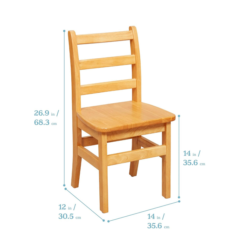 ECR4Kids 24in x 36in Rectangular Hardwood Table with 24in Legs and Two 14in Chairs, Kids Furniture, Honey