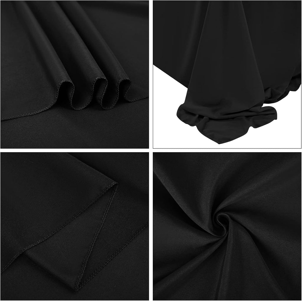 10 Pack Polyester Tablecloths, Black 90 x 156 Inch Polyester Table Cloth for 8 Foot Rectangle Tables, Stain and Wrinkle Resistant Washable Fabric Table Cover for Wedding Banquet Restaurant Party
