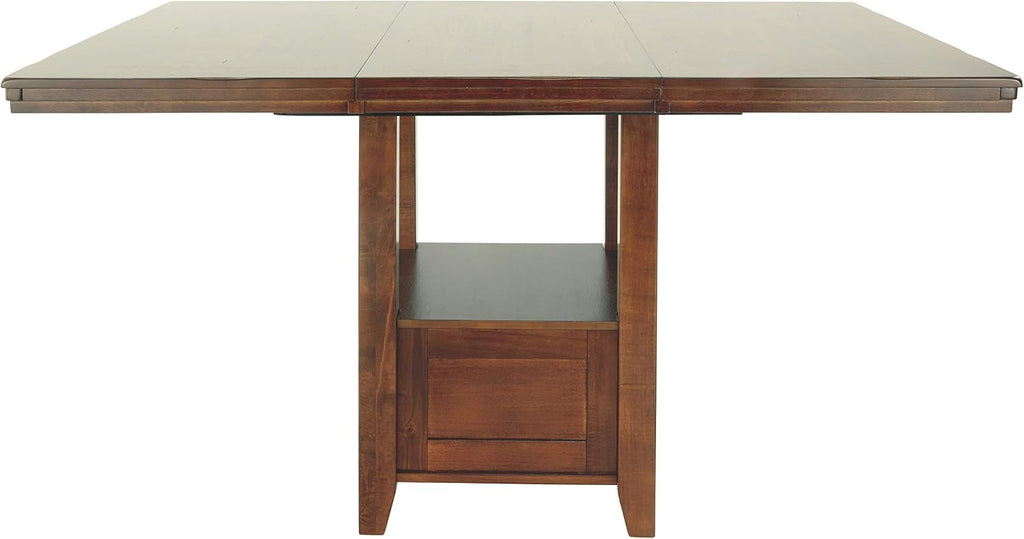 Signature Design by Ashley Ralene Rectangular Counter Height Dining Room Extension Table, Seats 6, Fixed Shelf, Wood, 42.25' W x 60.25' D x 36' H, Medium Brown