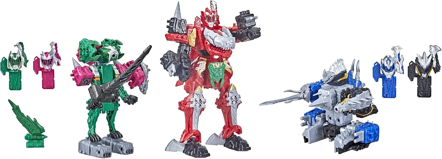 Power Rangers Dino Fury Megazord Mega Pack 5-Pack Zord Action Figure Toys for Kids Ages 4 and Up (Amazon Exclusive)