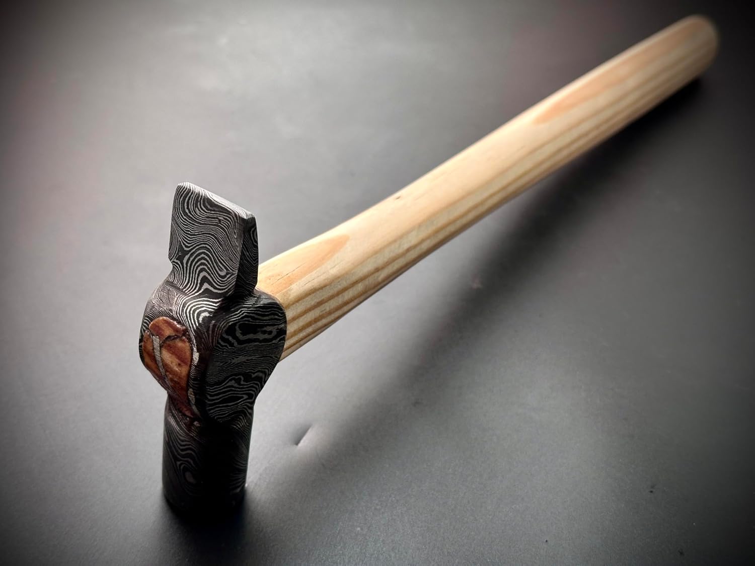 Handmade Cross Peen Hammer | HandForged Damascus Steel | Heat Treated | Wood Working | Ash Wood Handle | 9.8 oz | German Style
